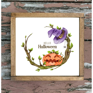 Hello Halloween 20x20 cm fa tábla - otthon & életmód - dekoráció - Meska.hu
