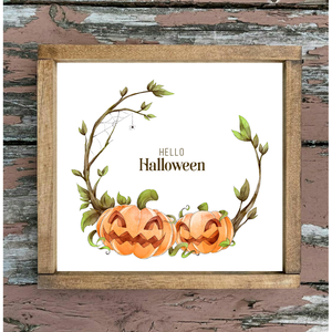 Hello Halloween 20x20 cm fa tábla - otthon & életmód - dekoráció - Meska.hu