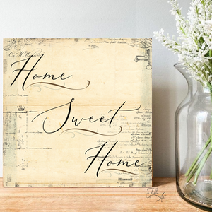 Home sweet home vintage háttérrel 30 cm fa tábla - otthon & életmód - dekoráció - Meska.hu