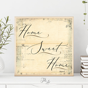 Home sweet home vintage háttérrel 30 cm fa tábla - otthon & életmód - dekoráció - Meska.hu