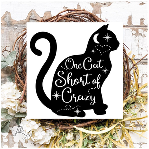 One cat short of crazy 30x30 cm fa tábla, Otthon & Életmód, Dekoráció, Kép & Falikép, Táblakép, Famegmunkálás, Festett tárgyak, MESKA