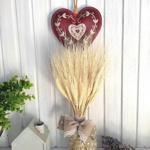 Száraz virág csokor: búza kalász 40 cm magas, natúr pöttyös szalaggal - otthon & életmód - dekoráció - Meska.hu