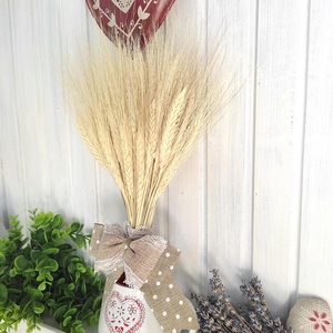 Száraz virág csokor: búza kalász 40 cm magas, natúr pöttyös szalaggal - otthon & életmód - dekoráció - Meska.hu