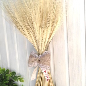 Száraz virág csokor: búza kalász 47 cm magas, natúr és szíves+madaras szalaggal - otthon & életmód - dekoráció - Meska.hu