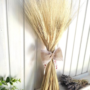 Száraz virág csokor: búza kalász 47 cm magas, natúr és szíves+madaras szalaggal - otthon & életmód - dekoráció - Meska.hu