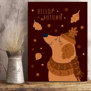 Hello autumn - kutya 40x30 cm őszi fa tábla - otthon & lakás - dekoráció - Meska.hu