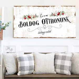 Ez a mi boldog otthonunk - piros virág, vászonkép különböző méretben - otthon & életmód - dekoráció - kép & falikép - táblakép - Meska.hu