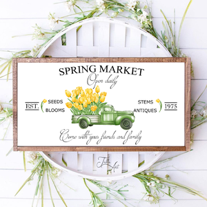 Spring market - sárga tulipánok 40x20 cm fa tábla vagy vászonkép különböző méretben, húsvét, tavasz, nyár, Otthon & Életmód, Dekoráció, Kép & Falikép, Táblakép, Festett tárgyak, MESKA