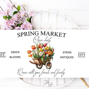 Spring market - tulipánok 40x20 cm fa tábla vagy vászonkkép különböző méretben, húsvét, tavasz - Meska.hu