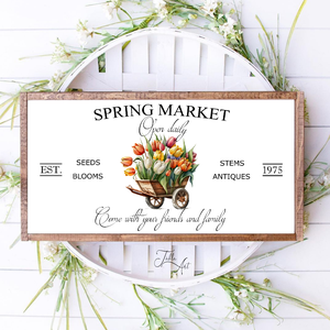 Spring market - tulipánok 40x20 cm fa tábla vagy vászonkkép különböző méretben, húsvét, tavasz - otthon & életmód - dekoráció - kép & falikép - táblakép - Meska.hu