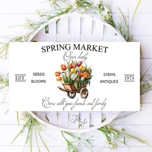 Spring market - tulipánok 40x20 cm fa tábla vagy vászonkkép különböző méretben, húsvét, tavasz - otthon & életmód - dekoráció - kép & falikép - táblakép - Meska.hu