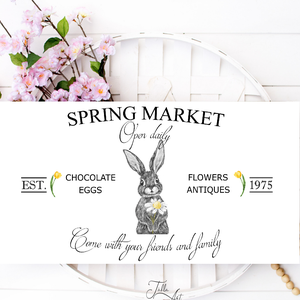 Spring market - nyuszi 40x20 cm fa tábla, húsvét - otthon & életmód - dekoráció - kép & falikép - táblakép - Meska.hu