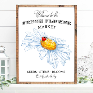 Welcome to the fresh flower market - katica 30x20 cm vagy 40x30 cm fa tábla vagy vászonkép több méretben, tavasz, húsvét - otthon & életmód - dekoráció - kép & falikép - táblakép - Meska.hu