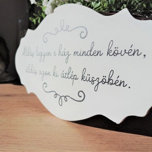 Áldas legyen e ház minden kövén 24x13,5 cm fa tábla - otthon & életmód - dekoráció - kép & falikép - táblakép - Meska.hu