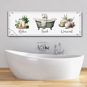 Relax Soak Unwind vászonkép 60x20 cm vagy 90x30 cm méretben, Otthon & Életmód, Dekoráció, Kép & Falikép, Táblakép, , MESKA