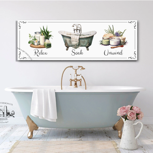 Relax Soak Unwind vászonkép 60x20 cm vagy 90x30 cm méretben - otthon & életmód - dekoráció - kép & falikép - táblakép - Meska.hu