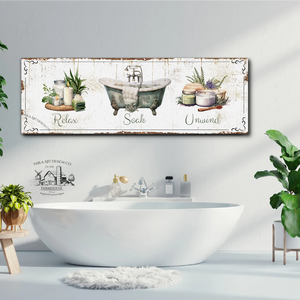 Relax Soak Unwind vászonkép 60x20 cm vagy 90x30 cm méretben - otthon & életmód - dekoráció - kép & falikép - táblakép - Meska.hu