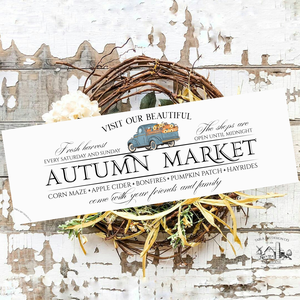 Autumn Market - Kék autó - őszi vászonkép különböző méretben - otthon & életmód - dekoráció - kép & falikép - táblakép - Meska.hu