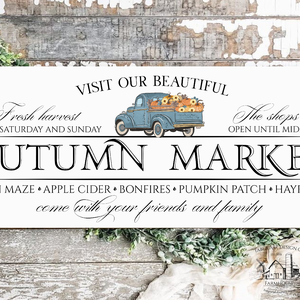 Autumn Market - Kék autó - őszi vászonkép különböző méretben - otthon & életmód - dekoráció - kép & falikép - táblakép - Meska.hu