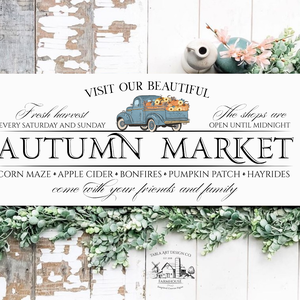 Autumn Market - Kék autó - őszi vászonkép különböző méretben - otthon & életmód - dekoráció - kép & falikép - táblakép - Meska.hu