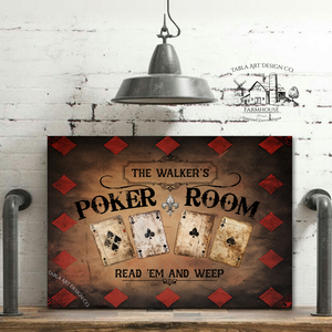 Poker Room családnévvel - vászonkép különböző méretben - otthon & életmód - dekoráció - kép & falikép - táblakép - Meska.hu