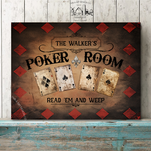 Poker Room családnévvel - vászonkép különböző méretben, Otthon & Lakás, Dekoráció, Kép & Falikép, Táblakép, , MESKA