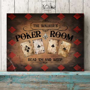 Poker Room családnévvel - vászonkép különböző méretben - Meska.hu