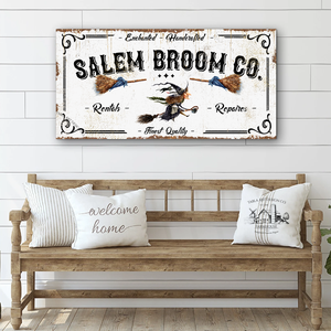Salem Broom Co. - rozsdás hatás - Halloween vászonkép különböző méretben - otthon & életmód - dekoráció - kép & falikép - táblakép - Meska.hu