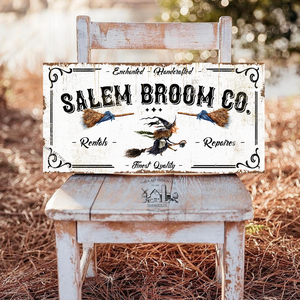 Salem Broom Co. - rozsdás hatás - Halloween vászonkép különböző méretben - otthon & életmód - dekoráció - kép & falikép - táblakép - Meska.hu