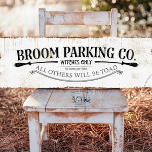 Broom Parking Co. - Witches only - rozsdás hatás - Halloween őszi vászonkép különböző méretben, Otthon & Lakás, Dekoráció, Kép & Falikép, Táblakép, , MESKA