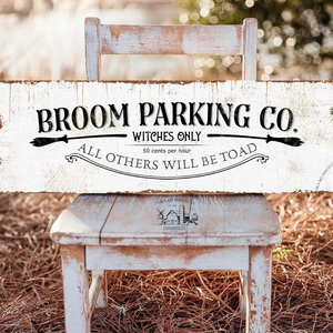 Broom Parking Co. - Witches only - rozsdás hatás - Halloween őszi vászonkép különböző méretben, Otthon & Életmód, Dekoráció, Kép & Falikép, Táblakép, , MESKA