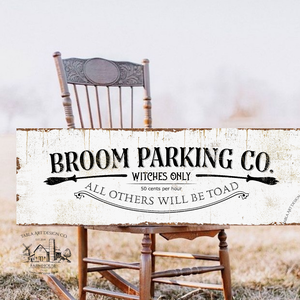 Broom Parking Co. - Witches only - rozsdás hatás - Halloween őszi vászonkép különböző méretben - otthon & életmód - dekoráció - kép & falikép - táblakép - Meska.hu