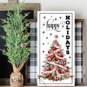 Happy Holidays Karácsonyfa - karácsonyi vászonkép különböző méretben, Otthon & Életmód, Dekoráció, Kép & Falikép, Táblakép, , MESKA