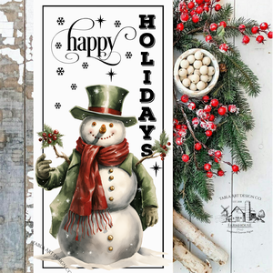 Happy Holidays Hóember - karácsonyi vászonkép különböző méretben - otthon & életmód - dekoráció - kép & falikép - táblakép - Meska.hu