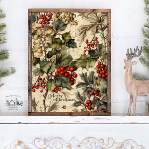 Merry Christmas (piros bogyók) - karácsonyi vászonkép különböző méretben - otthon & életmód - dekoráció - kép & falikép - táblakép - Meska.hu
