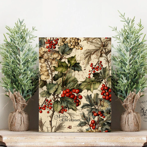 Merry Christmas (piros bogyók) - karácsonyi vászonkép különböző méretben - otthon & életmód - dekoráció - kép & falikép - táblakép - Meska.hu