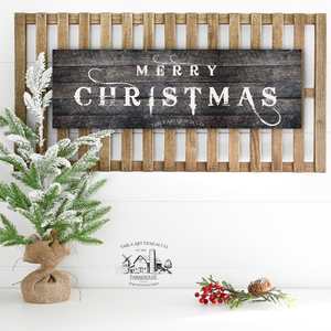 Merry Christmas (fekete kopott fa hatás) - Karácsonyi vászonkép különböző méretben - otthon & életmód - dekoráció - kép & falikép - táblakép - Meska.hu