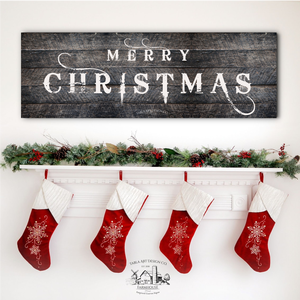 Merry Christmas (fekete kopott fa hatás) - Karácsonyi vászonkép különböző méretben - otthon & életmód - dekoráció - kép & falikép - táblakép - Meska.hu