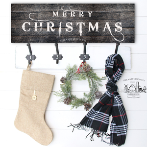 Merry Christmas (fekete kopott fa hatás) - Karácsonyi vászonkép különböző méretben, Otthon & Életmód, Dekoráció, Kép & Falikép, Táblakép, , MESKA