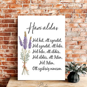 Házi áldás levendulával 40x30 cm fa tábla - otthon & életmód - vallás - házi áldás - Meska.hu