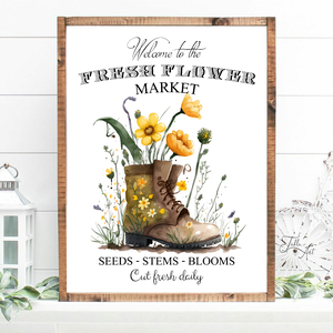 Fresh flower market - bakancs 40x30 cm tavaszi fa tábla - otthon & életmód - vallás - házi áldás - Meska.hu