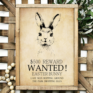 Wanted - Easter Bunny 40x30 cm tavaszi, húsvéti fa tábla - otthon & életmód - vallás - házi áldás - Meska.hu