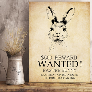 Wanted - Easter Bunny 40x30 cm tavaszi, húsvéti fa tábla, Otthon & Lakás, Vallás, Házi áldás, Famegmunkálás, Festett tárgyak, MESKA