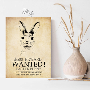 Wanted - Easter Bunny 40x30 cm tavaszi, húsvéti fa tábla - otthon & életmód - vallás - házi áldás - Meska.hu