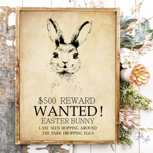 Wanted - Easter Bunny 40x30 cm tavaszi, húsvéti fa tábla - otthon & életmód - vallás - házi áldás - Meska.hu