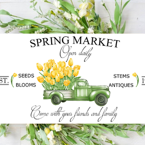Spring market - sárga tulipán - 40x20 cm tavaszi fa tábla - otthon & lakás - dekoráció - kép & falikép - táblakép - Meska.hu