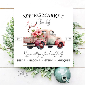 Spring market - autó virágokkal - húsvéti, tavaszi vászonkép különböző méretben, Otthon & Lakás, Dekoráció, Kép & Falikép, Táblakép, , MESKA
