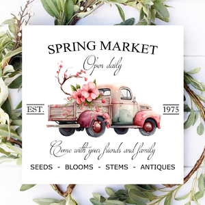 Spring market - autó virágokkal - húsvéti, tavaszi vászonkép különböző méretben - otthon & lakás - dekoráció - kép & falikép - táblakép - Meska.hu