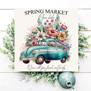 Spring market - kék bogár - húsvéti, tavaszi vászonkép különböző méretben, Otthon & Lakás, Dekoráció, Kép & Falikép, Táblakép, , MESKA