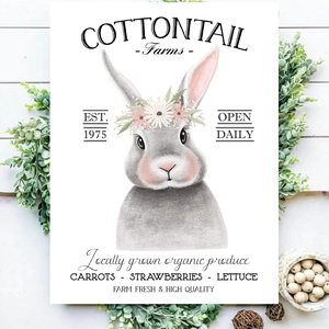 Cottontail farms - szürke nyuszi - húsvéti, tavaszi vászonkép különböző méretben, Otthon & Lakás, Dekoráció, Kép & Falikép, Táblakép, , MESKA